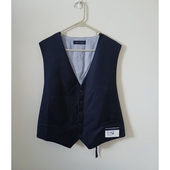 NWT Tommy Hilfiger Hayes Mens 100 % Worsted Wool Suit Vest Button Front Navy XL - Picture 1 of 9